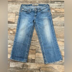 Women’s Big  Star Casey Low Rise Crop Denim Jeans Faded Distressed Hem Size 27